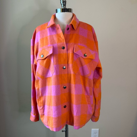 Velvet Heart Tops - VELVET HEART Plaid Flannel Shacket Size XL Pink Orange